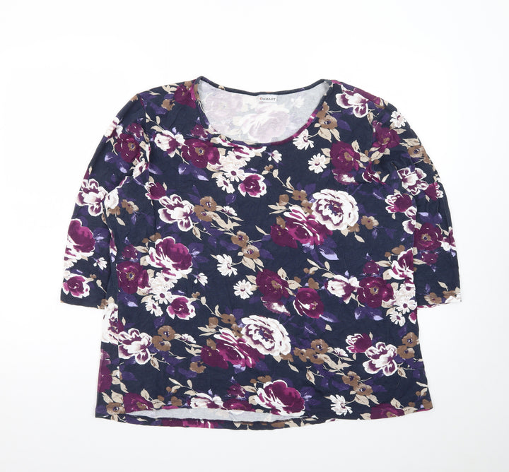 Damart Women’s Multicoloured Floral 3/4 Sleeve Jersey T-Shirt Size 22/24