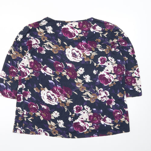 Damart Women’s Multicoloured Floral 3/4 Sleeve Jersey T-Shirt Size 22/24