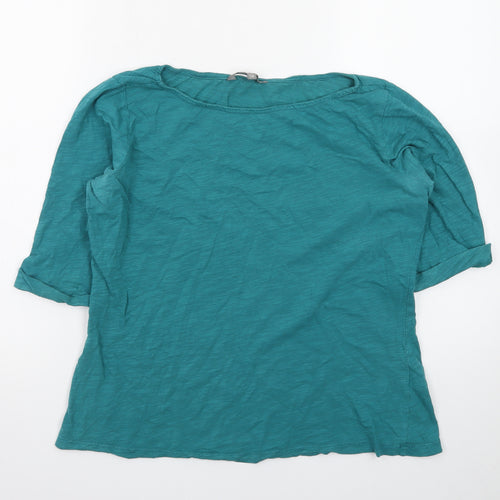 Lily & Me Women Green Boat Neck 3/4 Sleeve Cotton T-Shirt Size 14