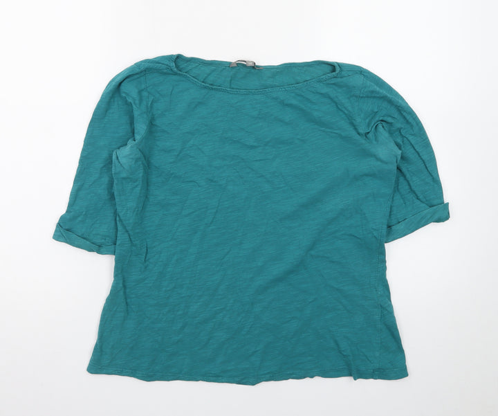 Lily & Me Women Green Boat Neck 3/4 Sleeve Cotton T-Shirt Size 14