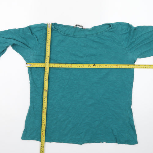 Lily & Me Women Green Boat Neck 3/4 Sleeve Cotton T-Shirt Size 14