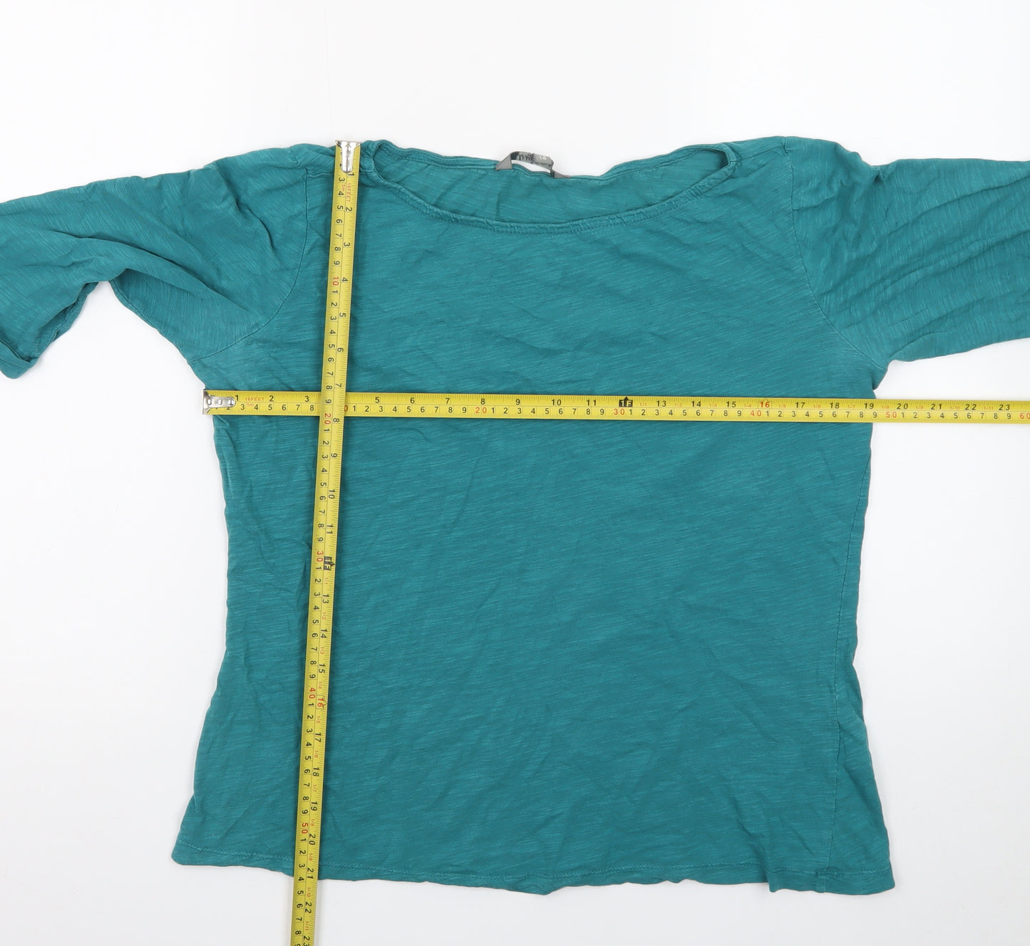 Lily & Me Women Green Boat Neck 3/4 Sleeve Cotton T-Shirt Size 14