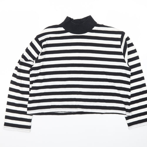 ASOS Design Women Black White Striped Pullover Sweatshirt UK 10