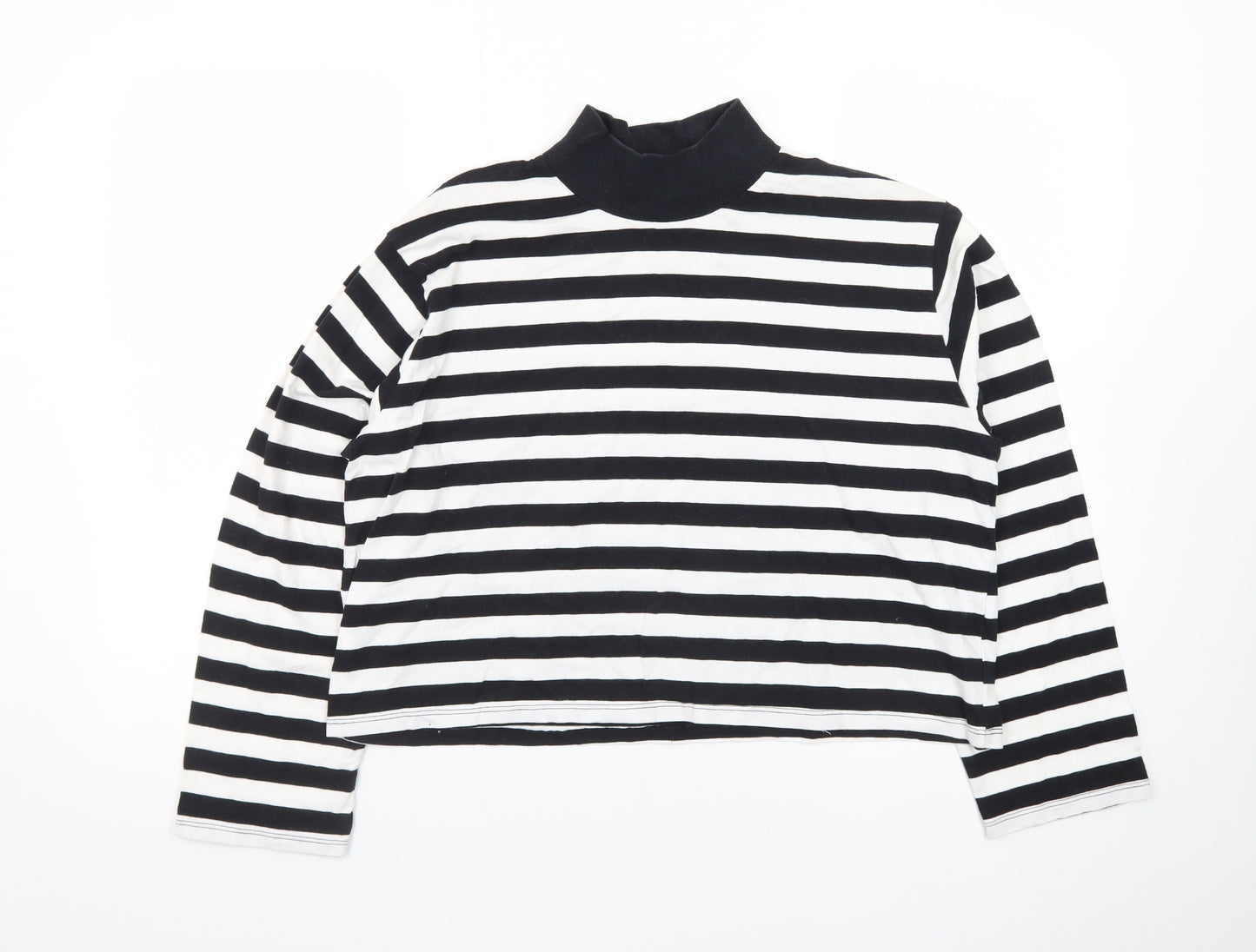 ASOS Design Women Black White Striped Pullover Sweatshirt UK 10