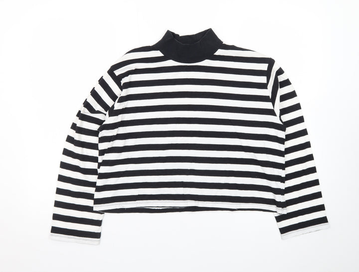 ASOS Design Women Black White Striped Pullover Sweatshirt UK 10