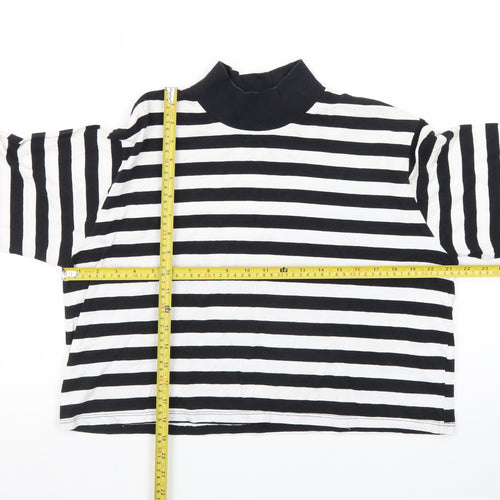 ASOS Design Women Black White Striped Pullover Sweatshirt UK 10