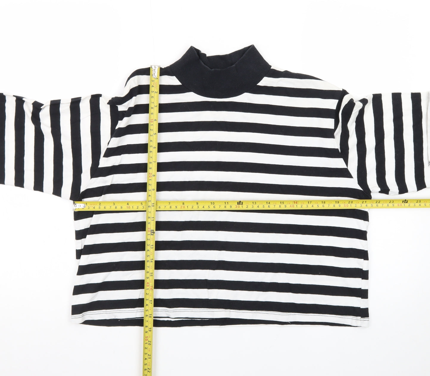 ASOS Design Women Black White Striped Pullover Sweatshirt UK 10