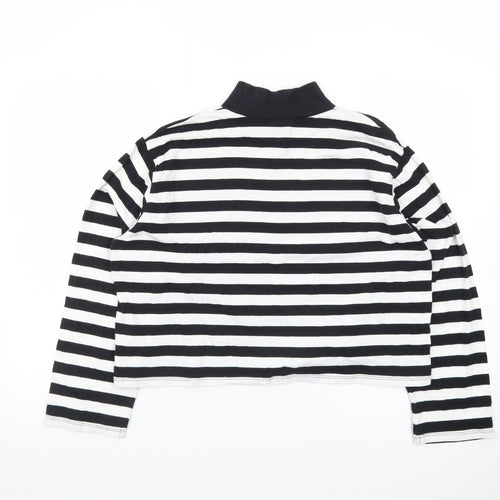 ASOS Design Women Black White Striped Pullover Sweatshirt UK 10