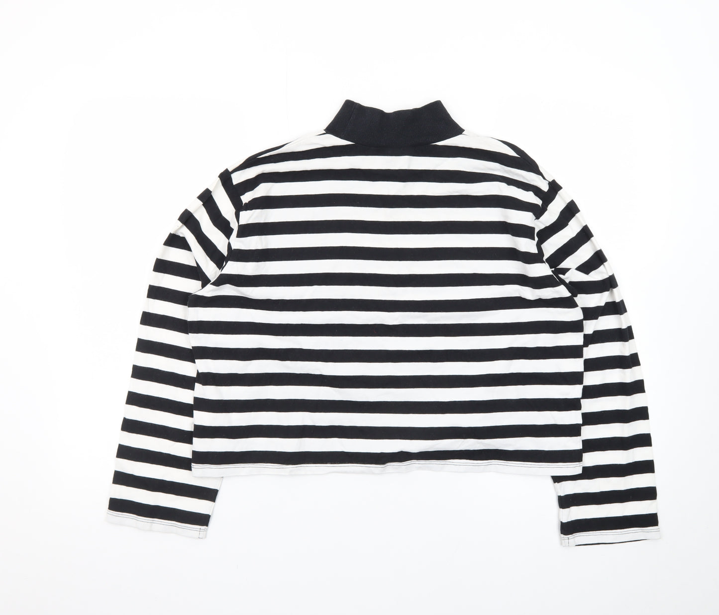 ASOS Design Women Black White Striped Pullover Sweatshirt UK 10