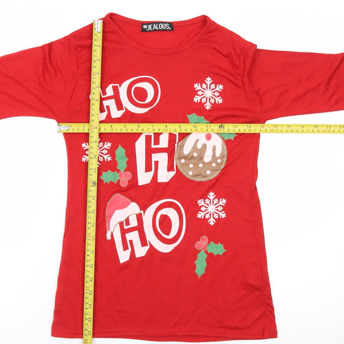 Be Jealous Womens Red Christmas Long Sleeve T-Shirt Size S