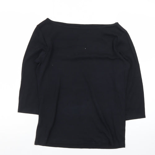 Nutmeg Women’s Black Size 14 Boat Neck 3/4 Sleeve Cotton Top