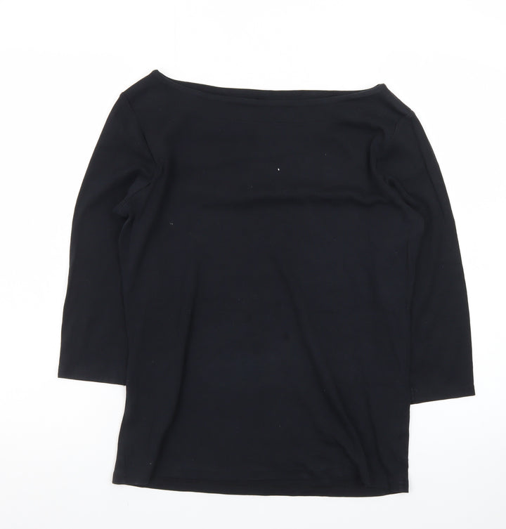 Nutmeg Women’s Black Size 14 Boat Neck 3/4 Sleeve Cotton Top
