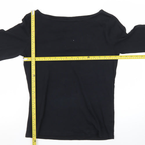 Nutmeg Women’s Black Size 14 Boat Neck 3/4 Sleeve Cotton Top