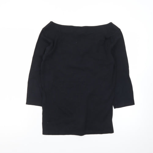 Nutmeg Women’s Black Size 14 Boat Neck 3/4 Sleeve Cotton Top