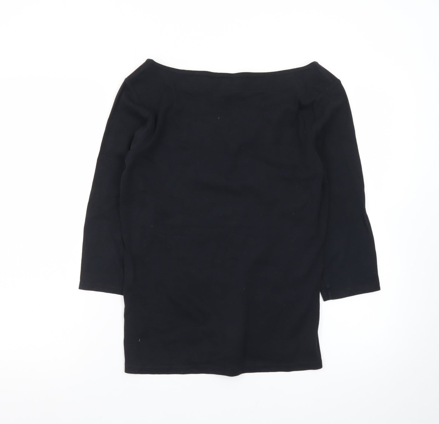 Nutmeg Women’s Black Size 14 Boat Neck 3/4 Sleeve Cotton Top