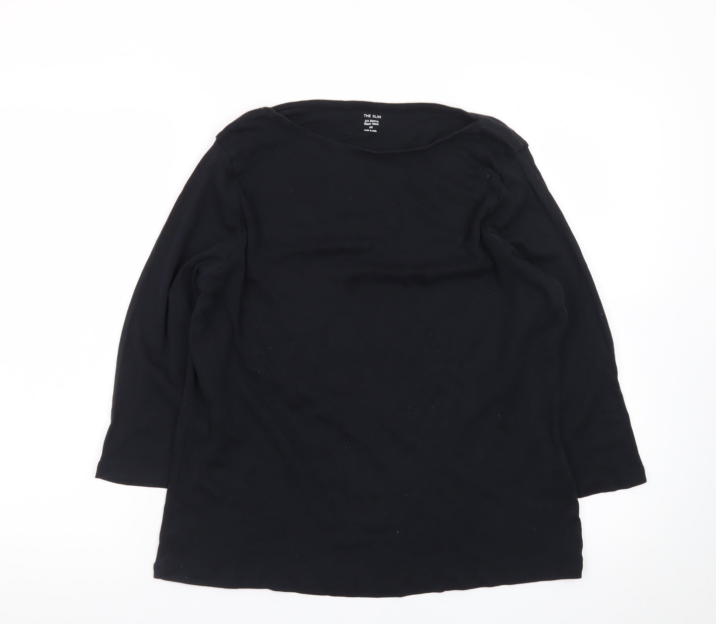 Marks and Spencer Women's Black 3/4 Sleeve Cotton Jersey T-Shirt Size 20