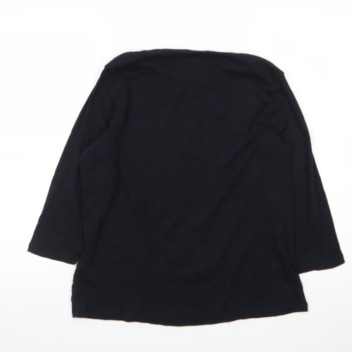 Marks and Spencer Women's Black 3/4 Sleeve Cotton Jersey T-Shirt Size 20