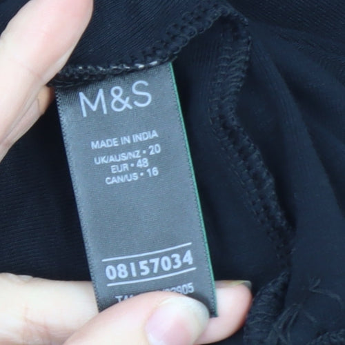 Marks and Spencer Women's Black 3/4 Sleeve Cotton Jersey T-Shirt Size 20