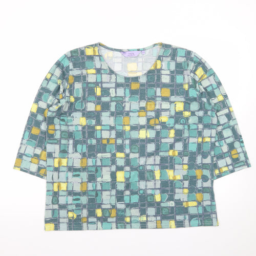 Honor Millburn Women's Multicoloured Geometric 3/4 Sleeve Jersey T-Shirt Size 18