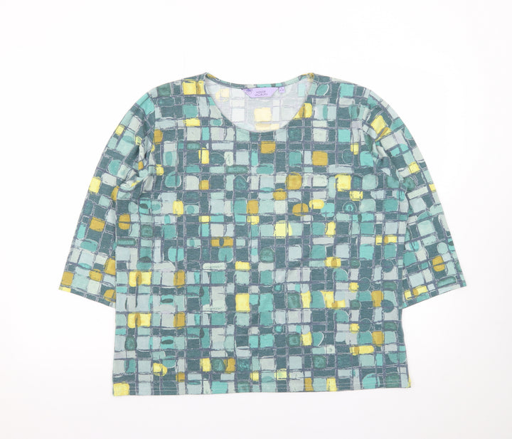 Honor Millburn Women's Multicoloured Geometric 3/4 Sleeve Jersey T-Shirt Size 18
