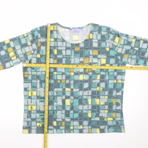 Honor Millburn Women's Multicoloured Geometric 3/4 Sleeve Jersey T-Shirt Size 18