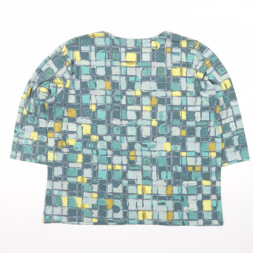 Honor Millburn Women's Multicoloured Geometric 3/4 Sleeve Jersey T-Shirt Size 18