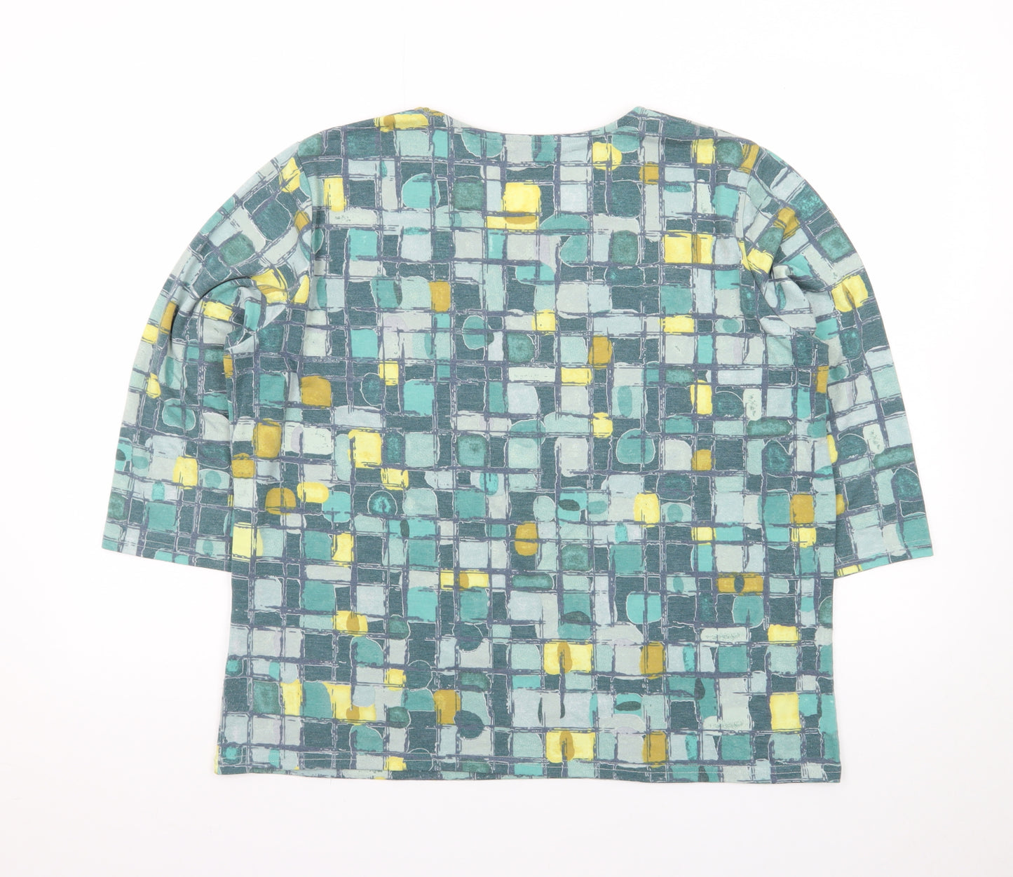 Honor Millburn Women's Multicoloured Geometric 3/4 Sleeve Jersey T-Shirt Size 18