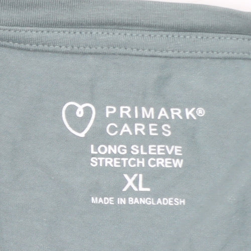 Primark Men’s Green Long Sleeve Stretch Crew T-Shirt XL