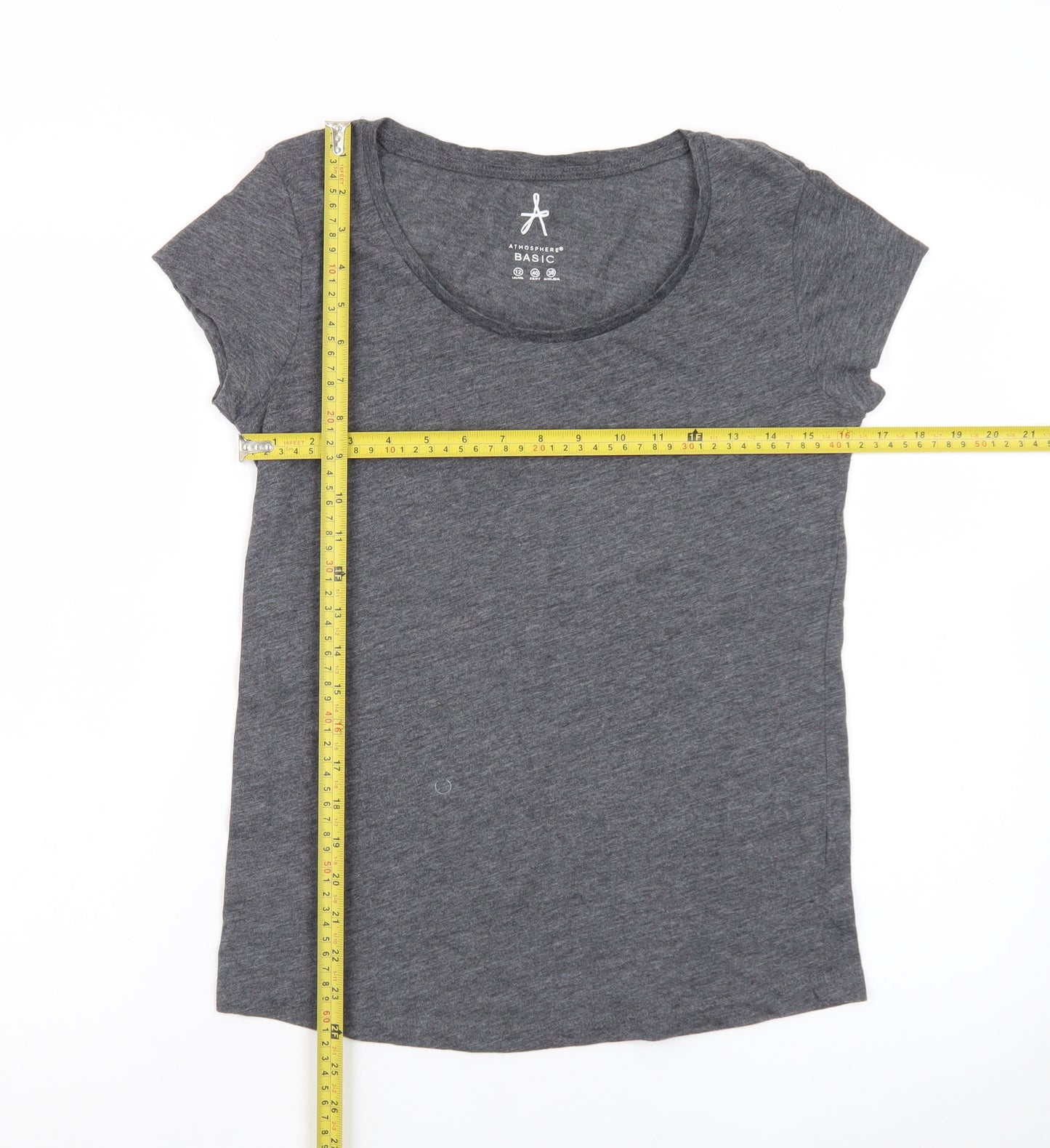 Atmosphere Women’s Grey Basic Short Sleeve Jersey T-Shirt Size 12