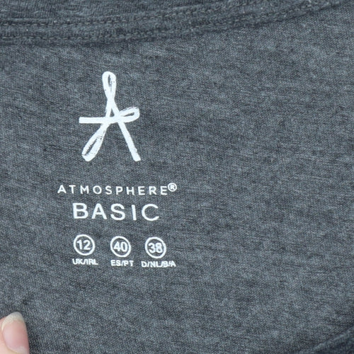 Atmosphere Women’s Grey Basic Short Sleeve Jersey T-Shirt Size 12