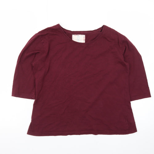 Primark Womens Red 3/4 Sleeve Basic Cotton T-Shirt Size S