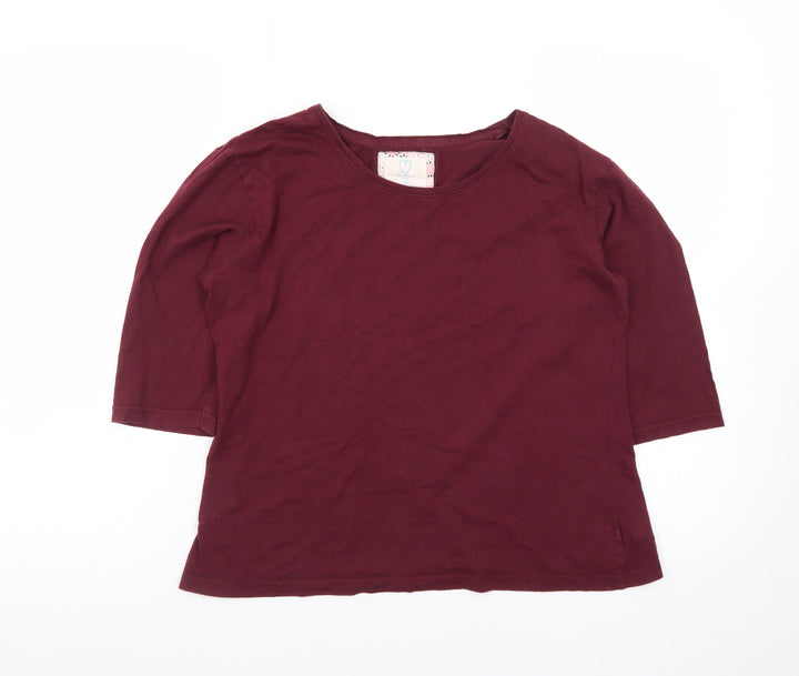 Primark Womens Red 3/4 Sleeve Basic Cotton T-Shirt Size S