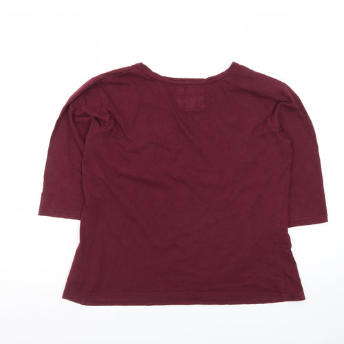 Primark Womens Red 3/4 Sleeve Basic Cotton T-Shirt Size S