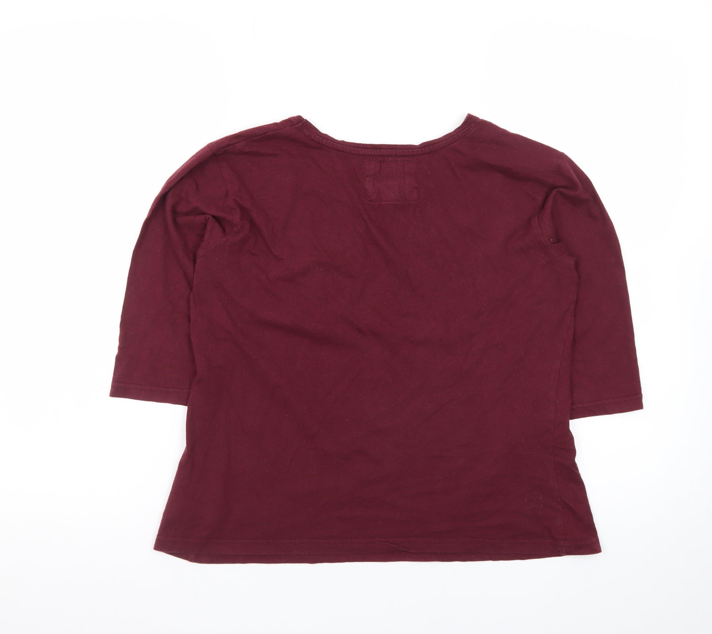 Primark Womens Red 3/4 Sleeve Basic Cotton T-Shirt Size S