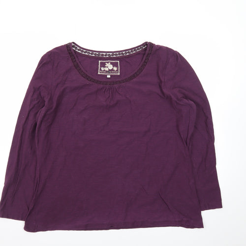 Rocha John Rocha Women's Purple Cotton Long Sleeve T-Shirt Size 22