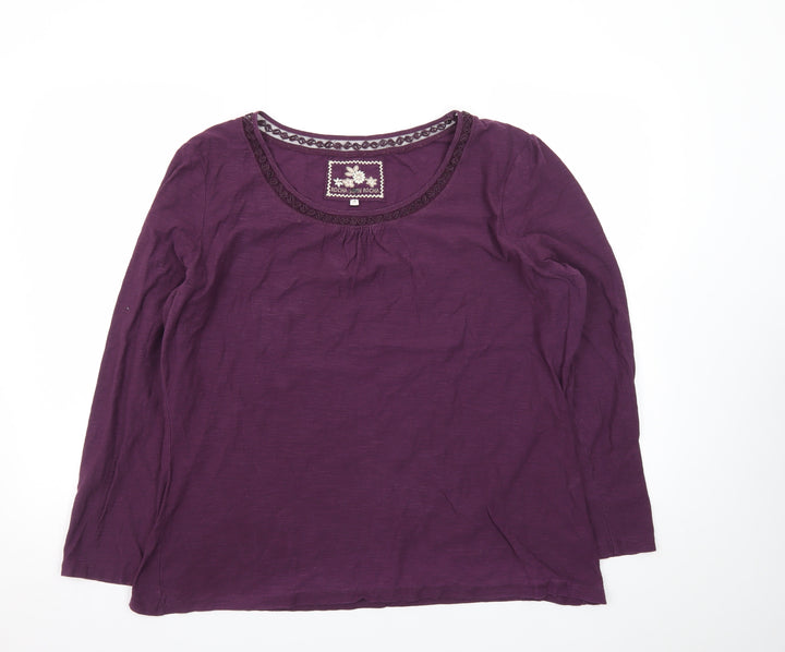 Rocha John Rocha Women's Purple Cotton Long Sleeve T-Shirt Size 22
