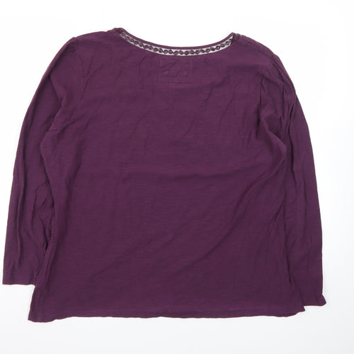 Rocha John Rocha Women's Purple Cotton Long Sleeve T-Shirt Size 22