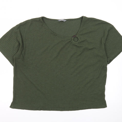 Nutmeg Women’s Green Cropped Ribbed T-Shirt Size 16