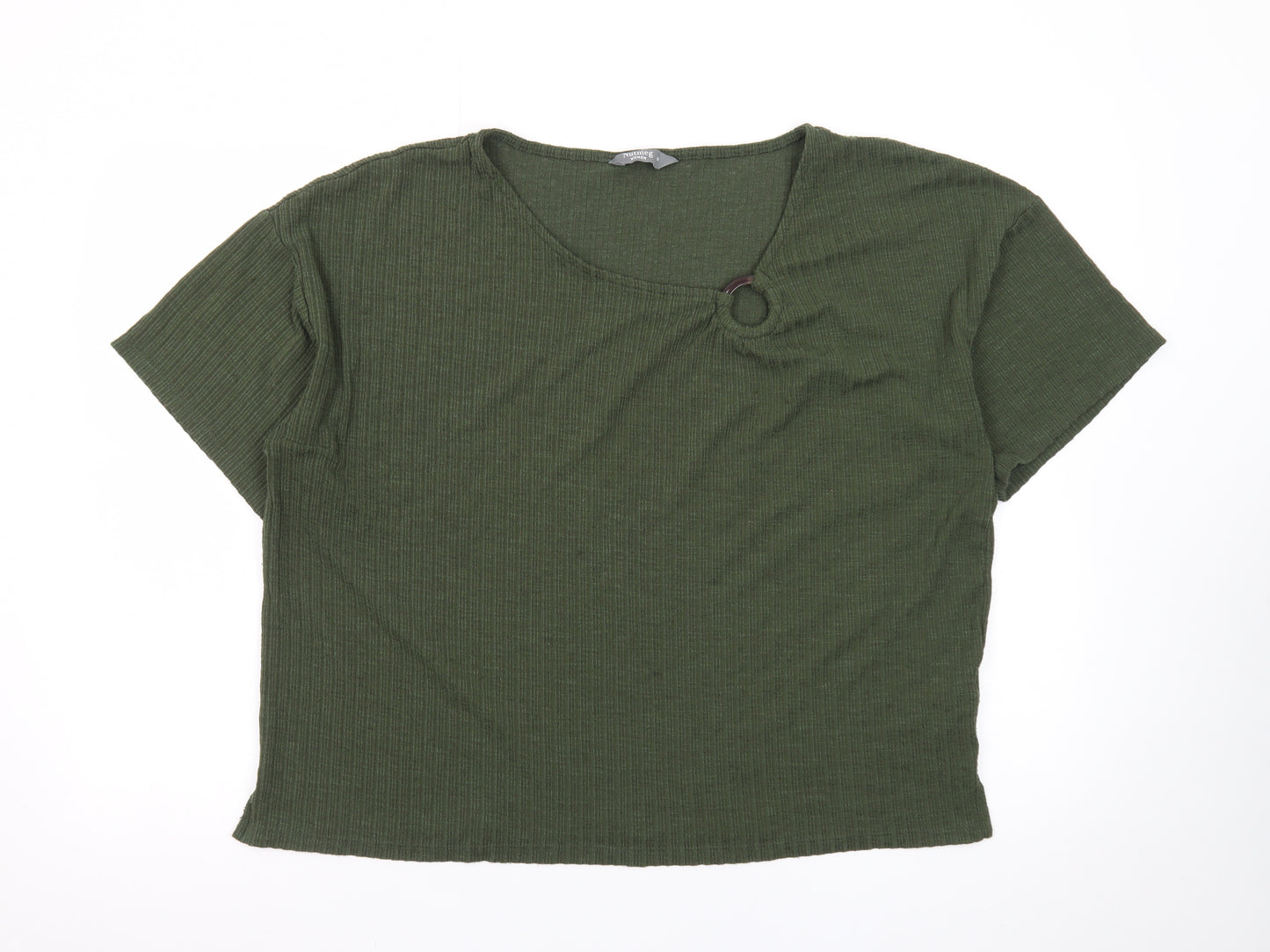 Nutmeg Women’s Green Cropped Ribbed T-Shirt Size 16