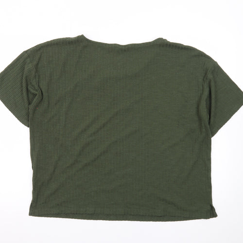 Nutmeg Women’s Green Cropped Ribbed T-Shirt Size 16
