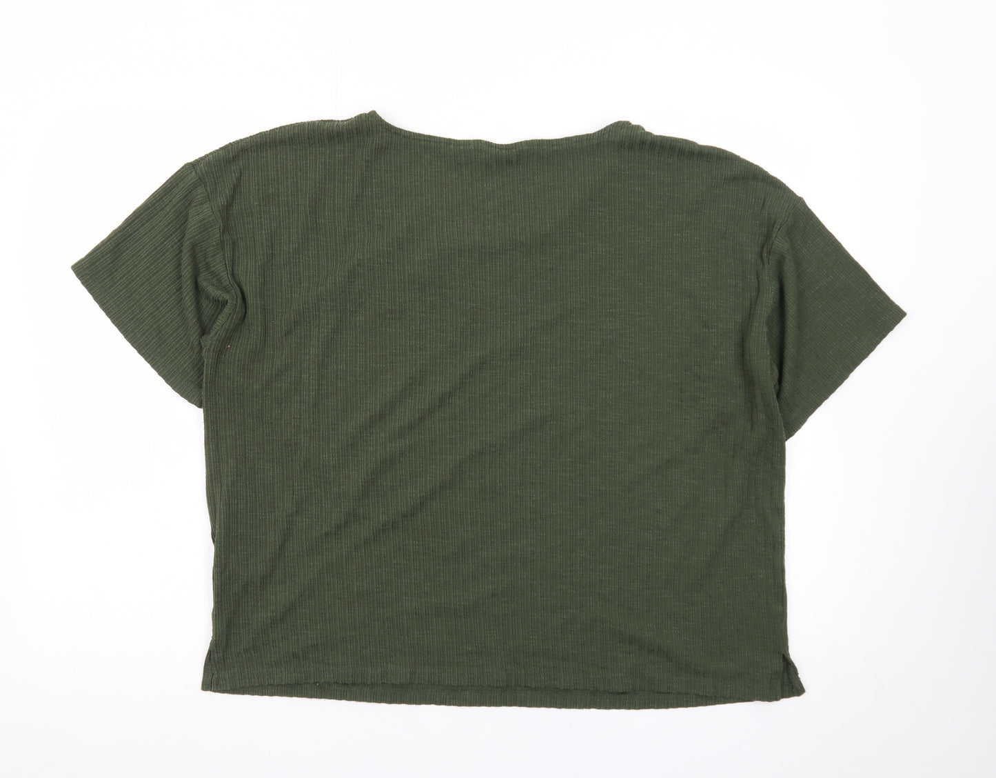 Nutmeg Women’s Green Cropped Ribbed T-Shirt Size 16