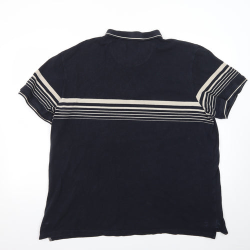 Tu Men Blue Striped 1/4 Zip Cotton Polo Shirt Size 2XL
