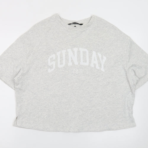 F&F Active Women's Grey 'Sunday Club' Relaxed Fit Short Sleeve Jumper M