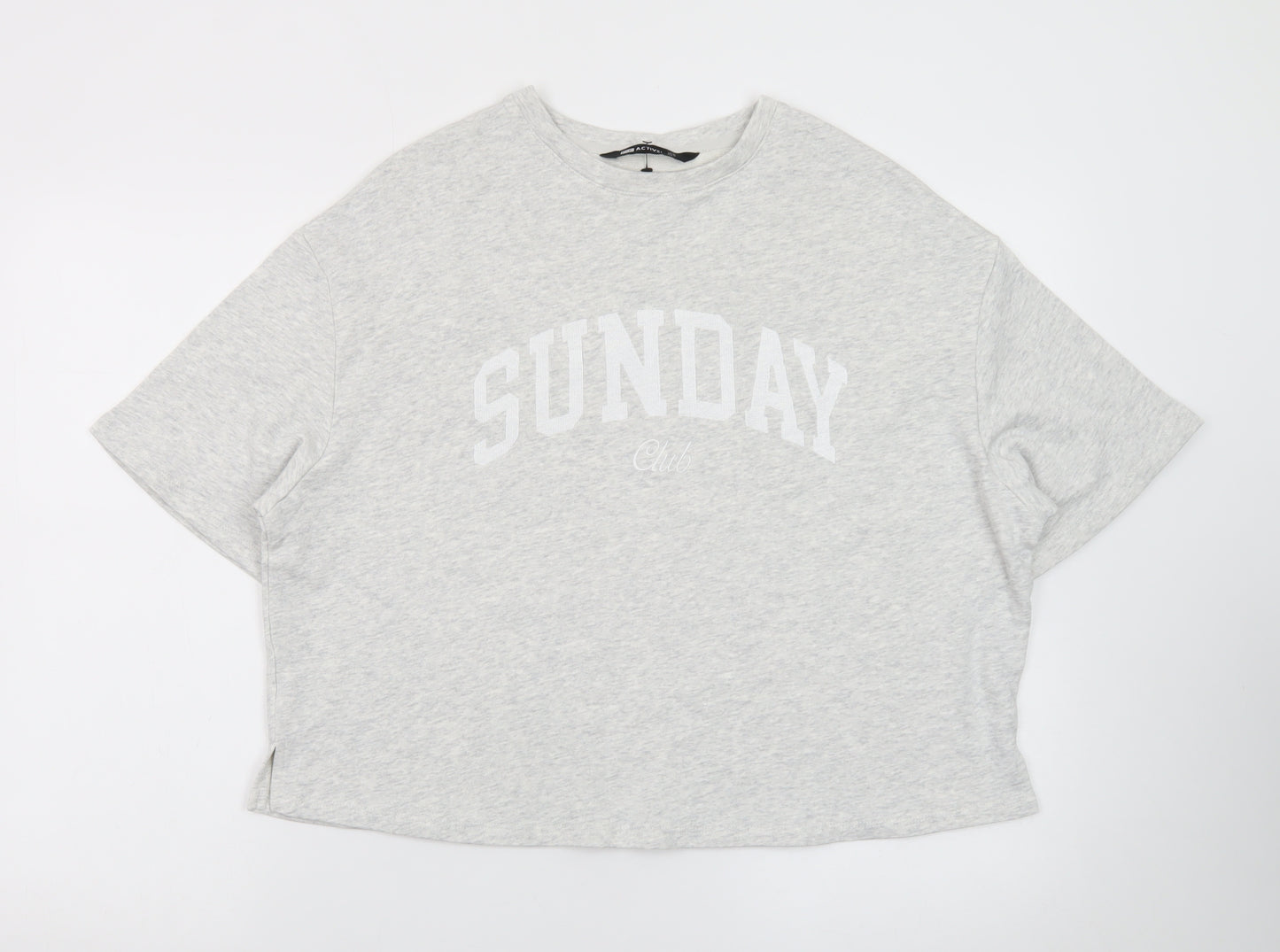 F&F Active Women's Grey 'Sunday Club' Relaxed Fit Short Sleeve Jumper M