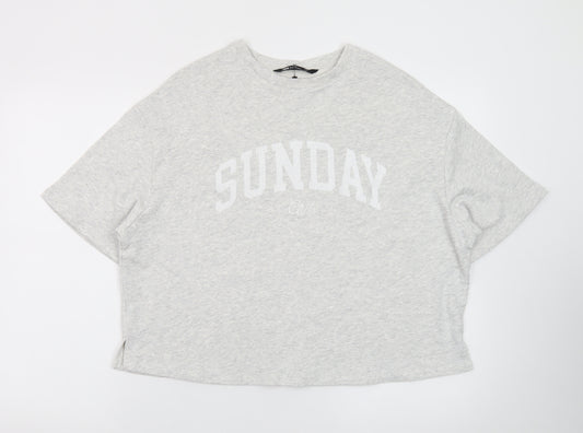 F&F Active Women's Grey 'Sunday Club' Relaxed Fit Short Sleeve Jumper M