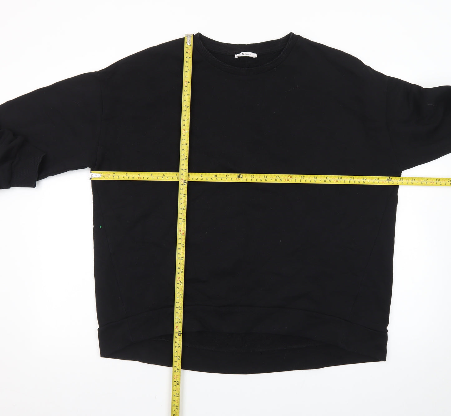 Tu Men's Black Cotton Crew Neck Long Sleeve Pullover Sweatshirt L