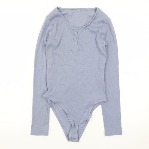 Primark Women’s Blue Long Sleeve Henley Bodysuit Top XS