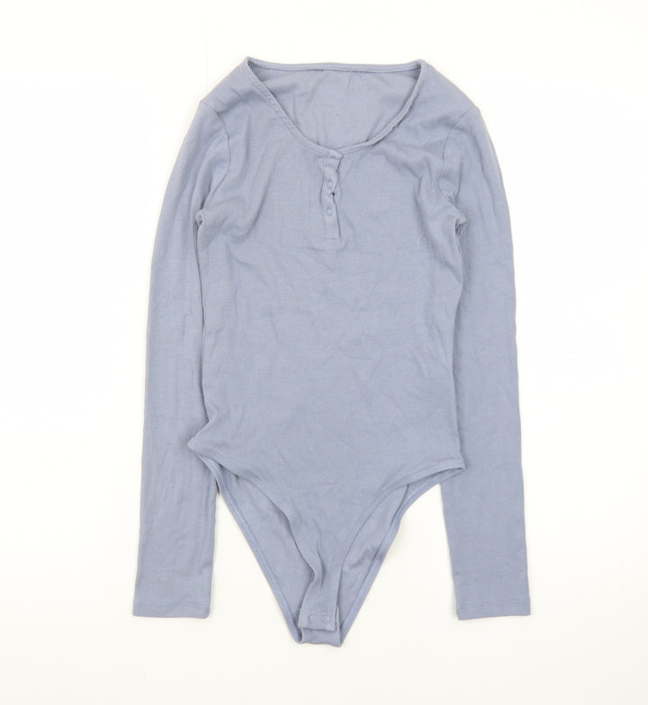 Primark Women’s Blue Long Sleeve Henley Bodysuit Top XS