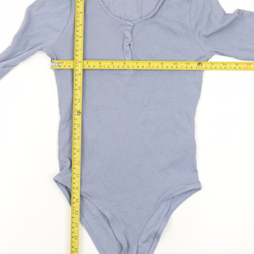 Primark Women’s Blue Long Sleeve Henley Bodysuit Top XS