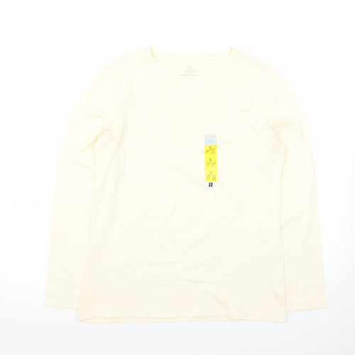 Primark Womens Ivory Long Sleeve Stretch Crew T-Shirt Size L 14/16